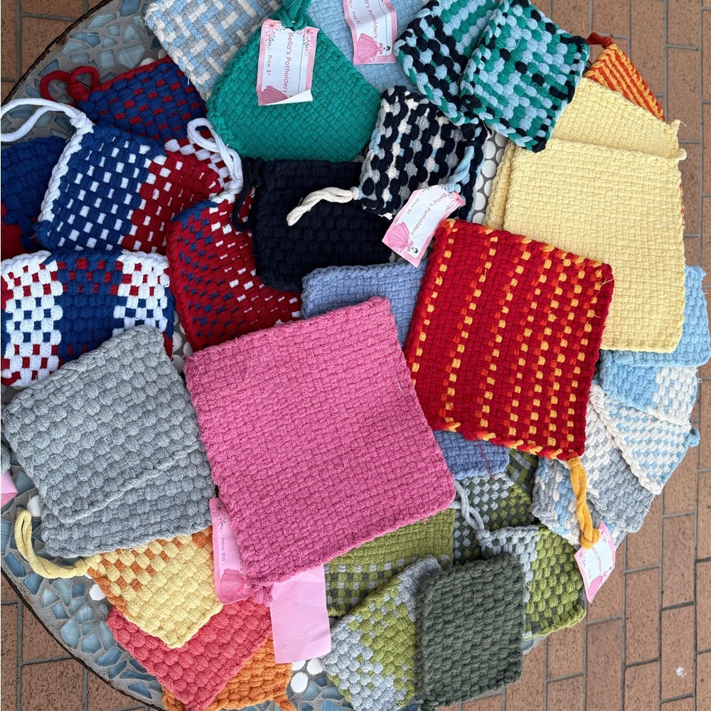 Colorful Hand Knitted Trivets, Coasters or Pot Holders
